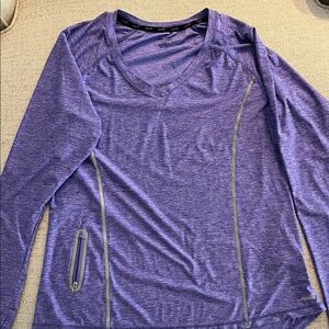 Avia Heathered Purple Long-Sleeve V-Neck Performance Top